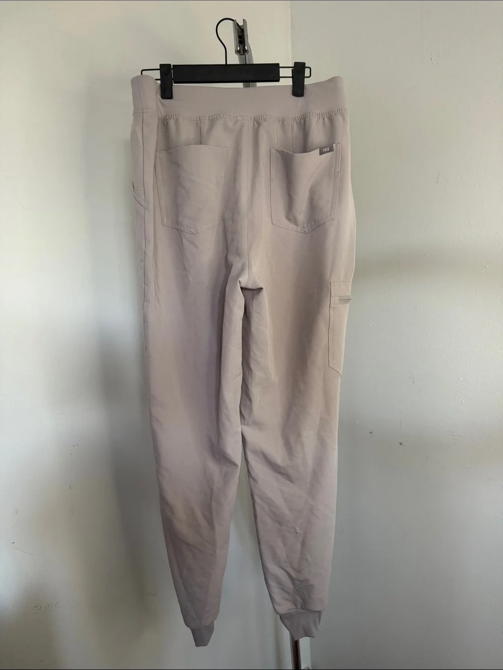 Figs Light Gray Joggers with Teal Drawstring sz L